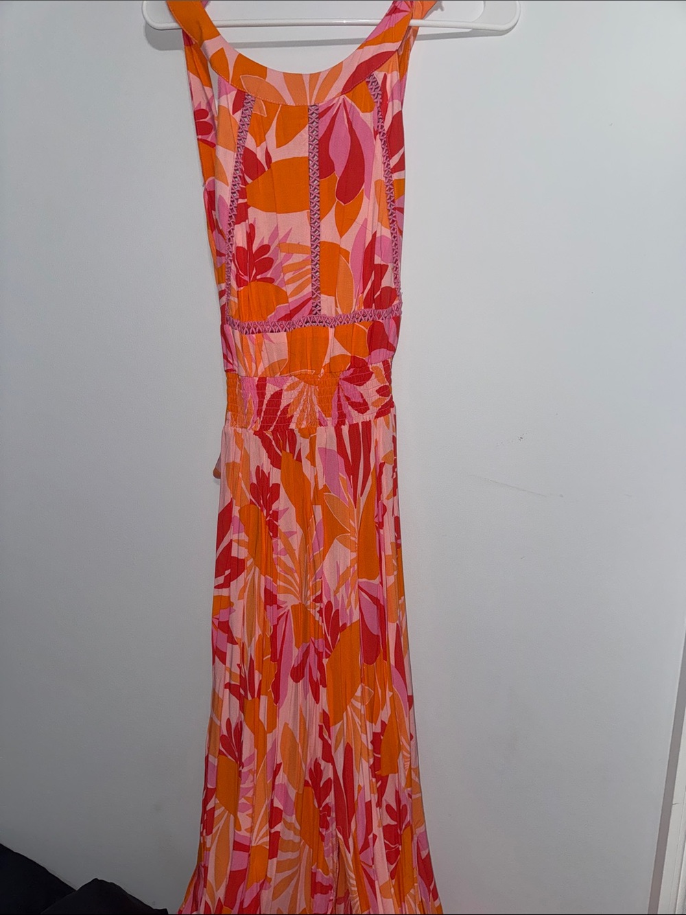 Sleeveless Pink & Orange Floral Maxi Dress